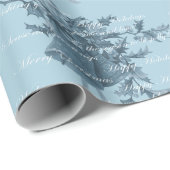 Papier Cadeau Vintage Noël cloches bleu neutre (Coin rond)