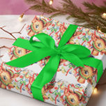 Papier Cadeau Vintage Noël Cute Reindeer<br><div class="desc">Délicieux papier d'emballage vintage de Noël avec un renne mignon.</div>