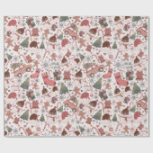 Papier Cadeau Vintage Noël Doodles Vacances Papier d'enveloppeme (Plat)