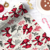 Papier Cadeau Vintage Noël Foliage Red Bows