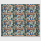 Papier Cadeau Vintage Noël garçon et angle (Plat)