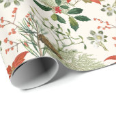 Papier Cadeau Vintage Noël Motif de verdure (Coin rond)