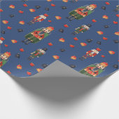 Papier Cadeau Vintage noël noix craquelins Bleu (Coin)