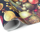 Papier Cadeau Vintage Noël Ornements Échantillon (Coin rond)