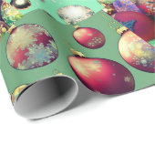 Papier Cadeau Vintage Noël Ornements Échantillon (Coin rond)