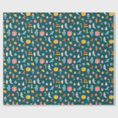 Papier Cadeau Vintage Noël Ornements Motif (Plat)