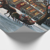 Papier Cadeau Vintage Noël paysage enneigé (Coin)