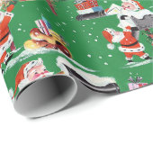 Papier Cadeau Vintage Noël Père Noël (Coin rond)