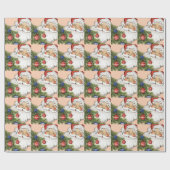 Papier Cadeau Vintage Noël Père Noël avec Arbre (Plat)