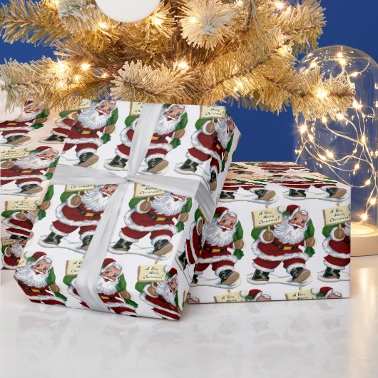 Papier Cadeau Vintage Noël Père Noël carrelée (Vacances)