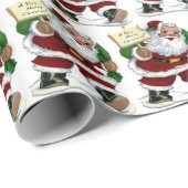 Papier Cadeau Vintage Noël Père Noël carrelée (Coin rond)