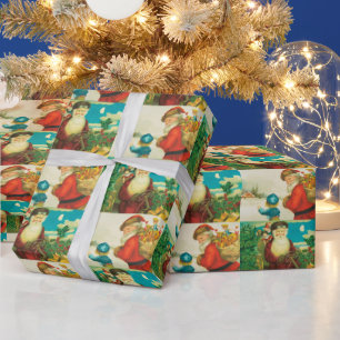 Papier Cadeau Vintage Noël Père Noël Vacances papier d'emballage