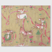 Papier Cadeau Vintage, Noël, Reindeer, Rustique (Plat)
