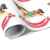 Papier Cadeau Vintage Noël Rocking Horse (Coin rond)
