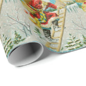 Papier Cadeau Vintage Noël santa claus papier d'emballage (Coin rond)