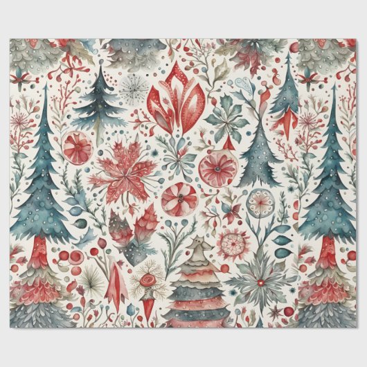 Papier Cadeau Vintage Noël Scandinave Design (Plat)