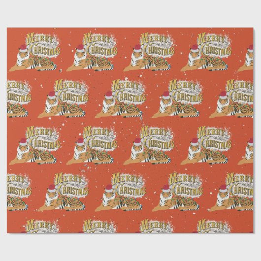 Papier Cadeau Vintage Noël Tiger & Joyeux Noël (Plat)