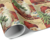 Papier Cadeau Vintage Noël Vintage Père Noël (Coin rond)