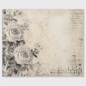 Papier Cadeau Vintage noir et blanc Chic Shabby (Plat)
