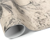 Papier Cadeau Vintage noir et blanc Chic Shabby (Coin rond)