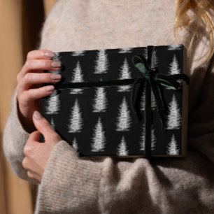 Papier Cadeau Vintage noir minimaliste épicéa joyeux noël