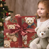 Papier Cadeau Vintage Nounours de Noël