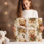 Papier Cadeau Vintage Nounours de Noël