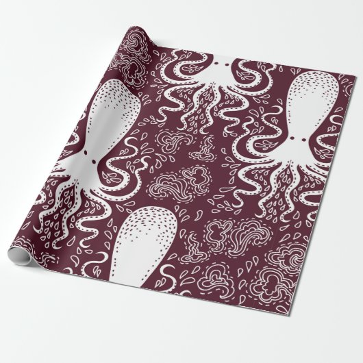 Papier Cadeau vintage Octopus pattern. (Déroulé)
