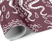 Papier Cadeau vintage Octopus pattern. (Coin rond)