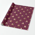 Papier Cadeau Vintage Paris Bourgogne et motif Rose or<br><div class="desc">Paris vintage papier d'emballage rose roux et or.</div>