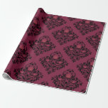 Papier Cadeau Vintage Paris Bourgogne et pourpre Damas<br><div class="desc">Paris vin rouge vintage bordeaux et papier d'emballage damassé violet.</div>