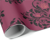 Papier Cadeau Vintage Paris Bourgogne et violet damas (Coin rond)