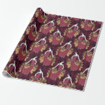 Papier Cadeau Vintage Paris Bourgogne Rouge et Or Art Déco<br><div class="desc">Papier d'emballage Paris vintage grunge bordeaux Art nouveau motif.</div>