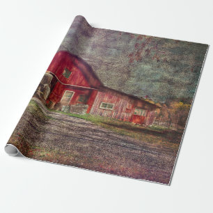 Papier Cadeau Vintage Pays Rustique Vieux Rouge Texture Grange