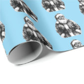 Papier Cadeau Vintage Père Noël Bébé Bleu (Coin rond)