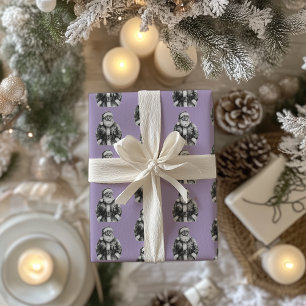 Papier Cadeau Vintage Père Noël Pale Violet