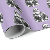 Papier Cadeau Vintage Père Noël Pale Violet (Coin rond)