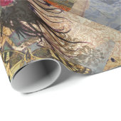 Papier Cadeau Vintage Pisces femme gothique classique (Coin rond)