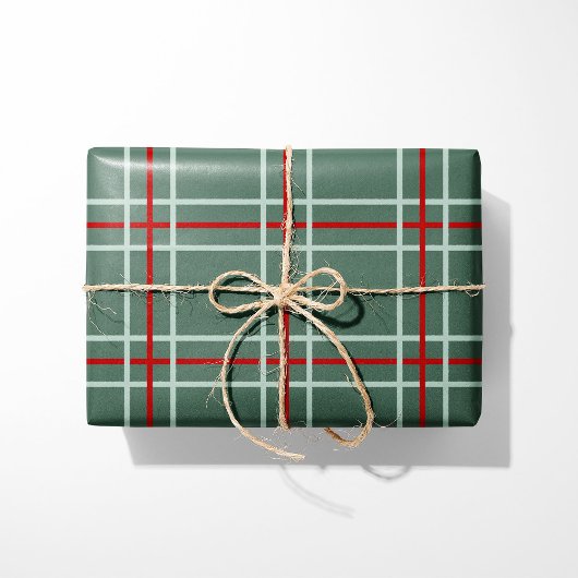 Papier Cadeau Vintage Plaid Christmas Wrapping Paper - Sage