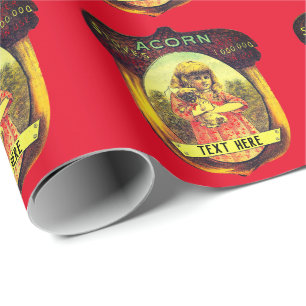 Papier Cadeau Vintage poêle à café publicité rouge jaune brun