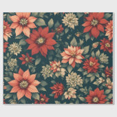 Papier Cadeau Vintage Poinsettia Christmas Gift Wrap Pattern (Plat)