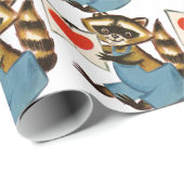 Papier Cadeau Vintage Raccoon (Coin rond)