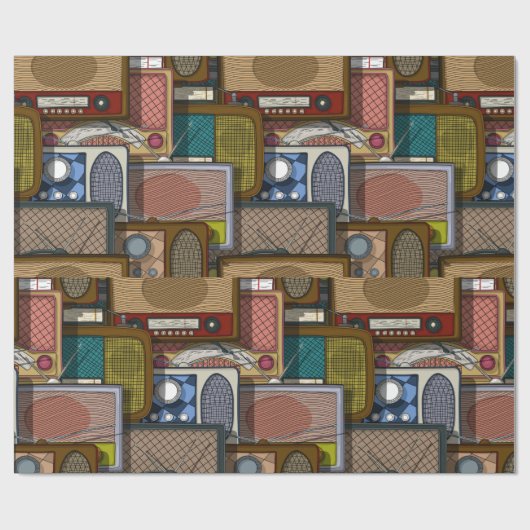 Papier Cadeau Vintage Radios (Plat)