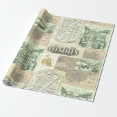 Papier Cadeau Vintage Railroad Newspaper Publicités Collage (Déroulé)