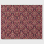 Papier Cadeau Vintage Red Brown Damask Pattern (Plat)