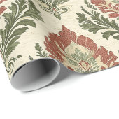 Papier Cadeau Vintage Red Green Damask Pattern (5) (Coin rond)