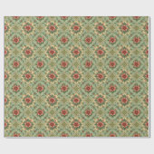 Papier Cadeau Vintage Red Poinsettia Tile Pattern (Plat)