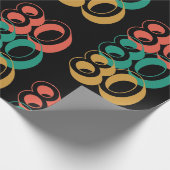 Papier Cadeau Vintage Retro 1980 Rouge Vert Jaune (Coin)