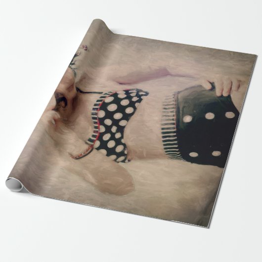 Papier Cadeau Vintage Retro Girl Polka Dot Bikini (Déroulé)