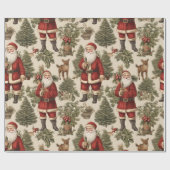 Papier Cadeau Vintage Retro Père Noël (Plat)